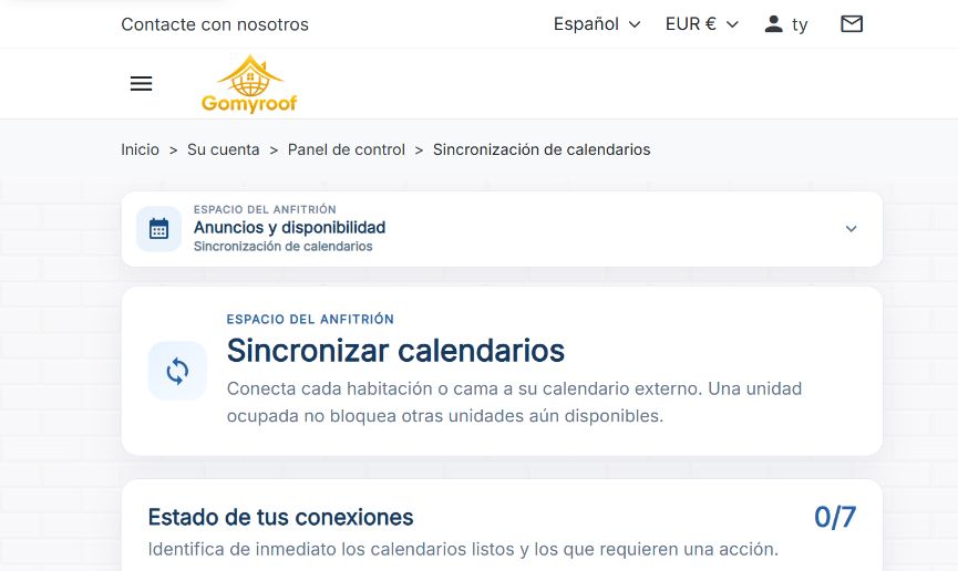 Captura real de la sincronización de calendarios de Gomyroof