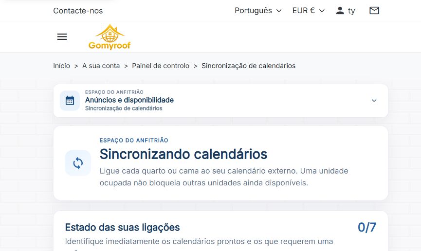 Captura real da sincronização de calendários Gomyroof