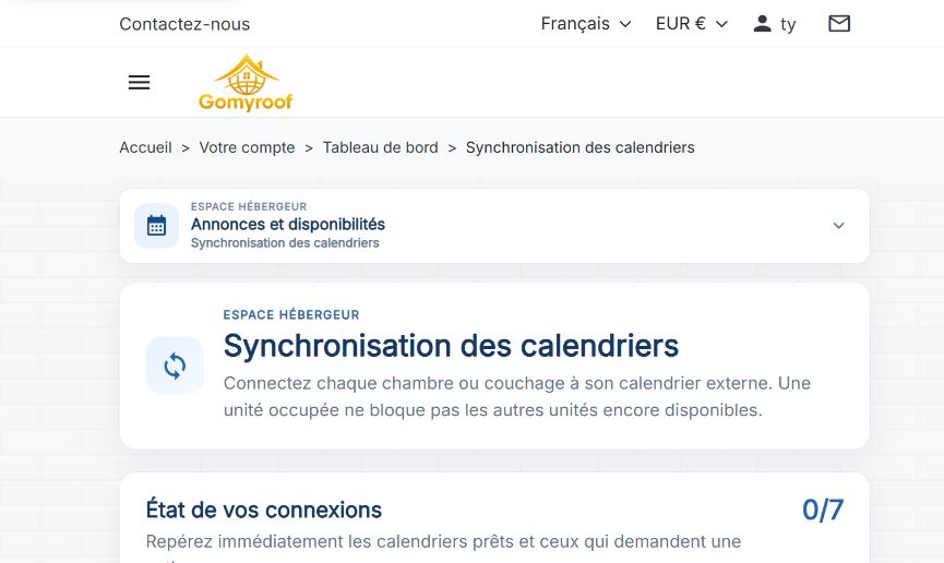 Capture réelle de la synchronisation des calendriers Gomyroof